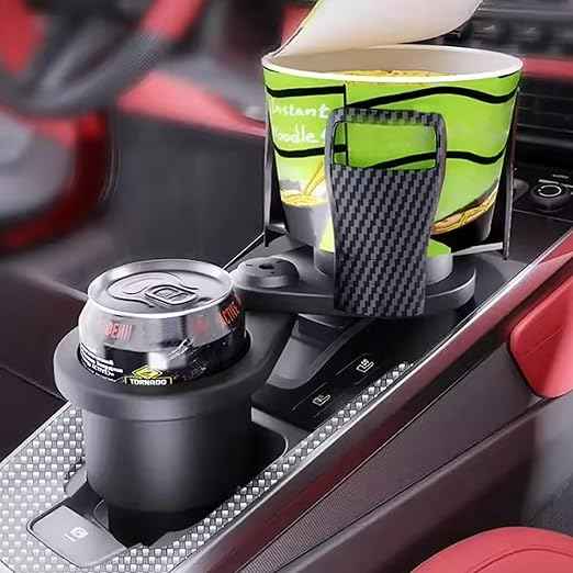 Dual Car Cup Holder Expander with Adjustable Base