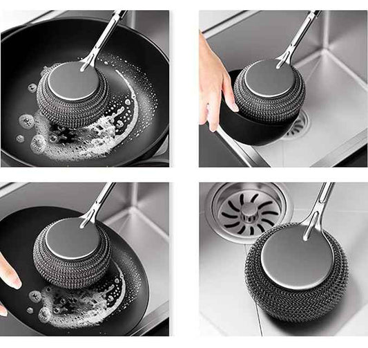 Stainless Steel Long Handle Scrubber(Pack of 2)