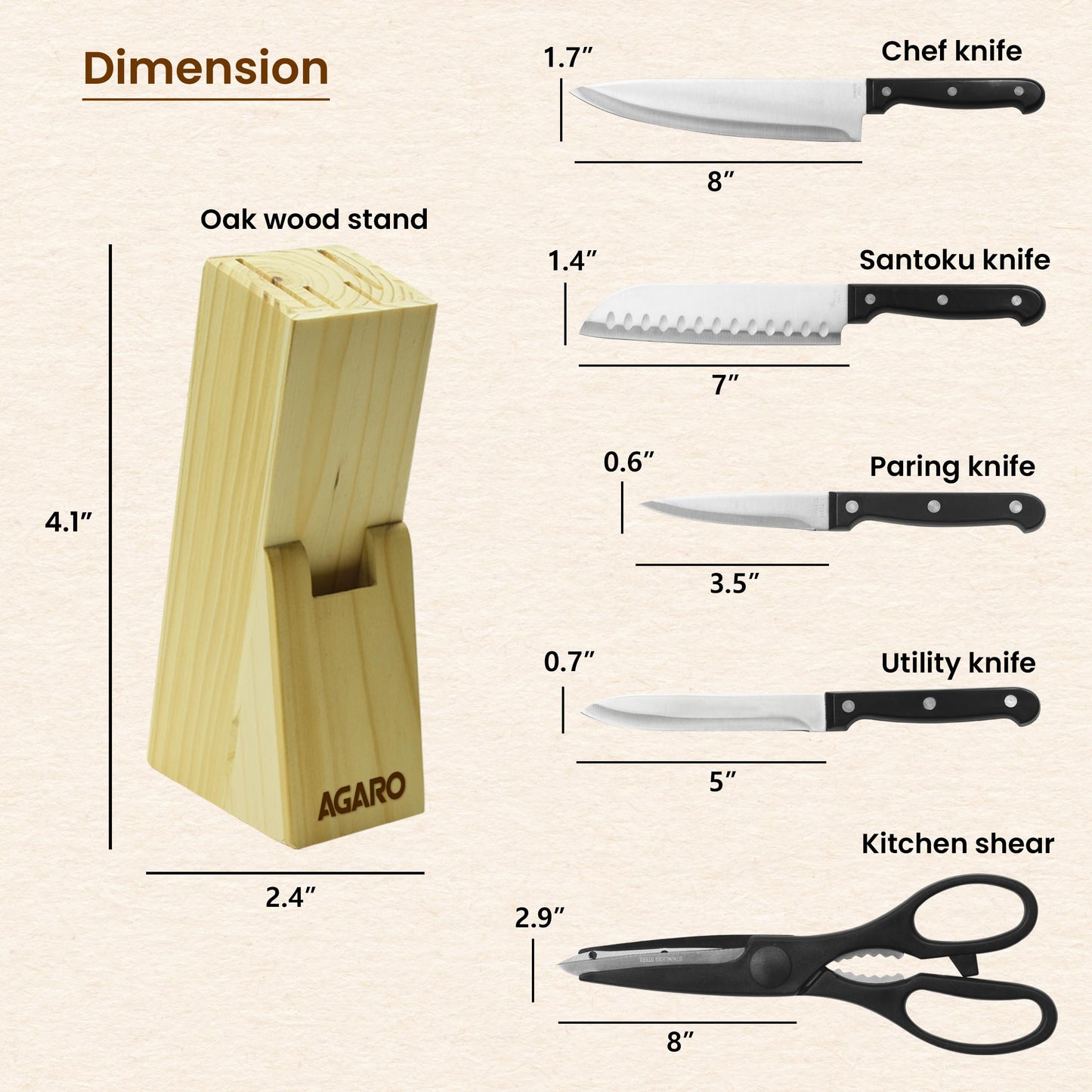 6 Pcs Kitchen Knife Set, 4 Knives, 1 Scissor, 1 Wooden Case, Home & Restaurant Use - VibeDroid