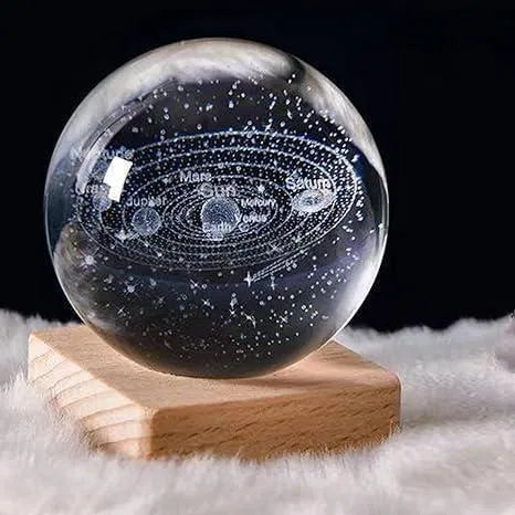 Premium 3D Crystal Galaxy Night Lamp with LED Wooden Base - VibeDroid
