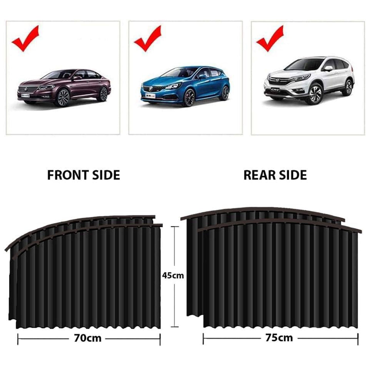 Curtain For Car Window Heat Sunshade Protection (4 Pcs With Curtain Hook Adhesive Tap Set)