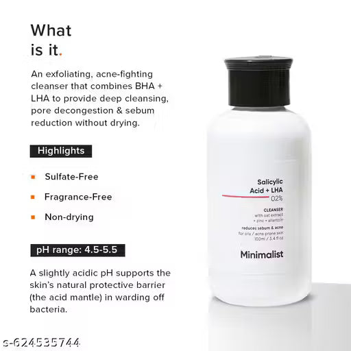 Minimalist Salicylic Acid + LHA 2% Face Wash | Anti-Acne Cleanser for Oily & Acne-Prone Skin | 100ml - VibeDroid