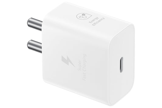 Samsung Original 25W USB Type-C Travel Adaptor Without Cable for Google Pixel, Xiaomi, Motorola, iPhone, Samsung Galaxy Tab S/A Series, Galaxy S10/M54/M55/A80/A90/S25/S24, White - VibeDroid