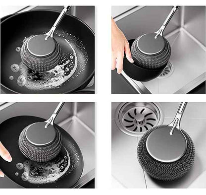 Stainless Steel Long Handle Scrubber(Pack of 2)