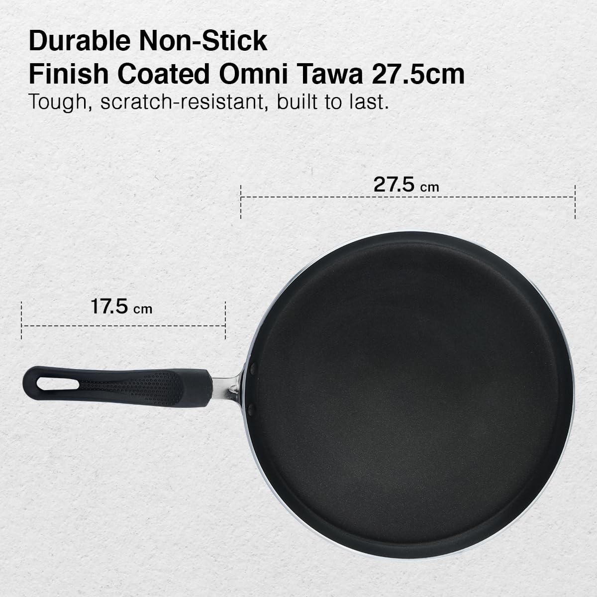 Prestige Non-Stick Dosa Tawa 27.5cm | OSP IB | Gas & Induction Compatible | PFOA Free | Metal Spoon Friendly | Sturdy Handle | 1Y Warranty | ISI Certified - VibeDroid