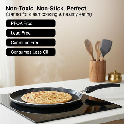 Prestige Non-Stick Dosa Tawa 27.5cm | OSP IB | Gas & Induction Compatible | PFOA Free | Metal Spoon Friendly | Sturdy Handle | 1Y Warranty | ISI Certified - VibeDroid