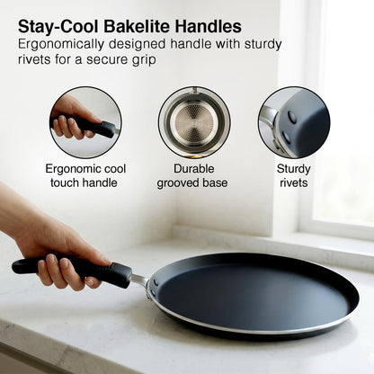 Prestige Non-Stick Dosa Tawa 27.5cm | OSP IB | Gas & Induction Compatible | PFOA Free | Metal Spoon Friendly | Sturdy Handle | 1Y Warranty | ISI Certified - VibeDroid