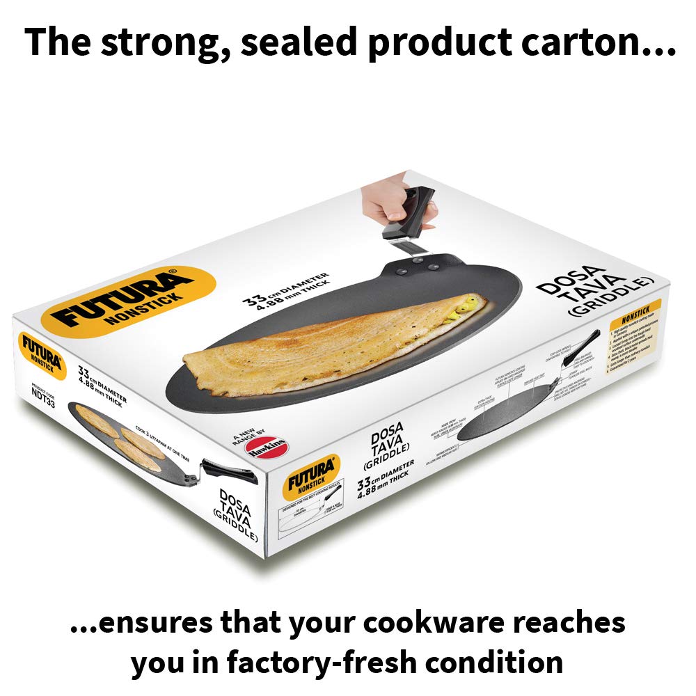 Hawkins Futura Nonstick Dosa Tava, Diameter 33 cm, Thickness 4.88 mm (NDT33) - VibeDroid