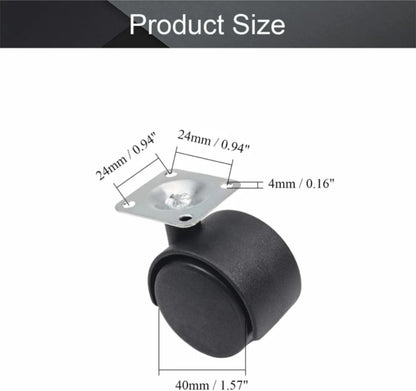 Premium 1.5 Inch Heavy Duty Caster Wheels (Set of 4) | 360° Smooth Swivel for Furniture & Equipment - VibeDroid