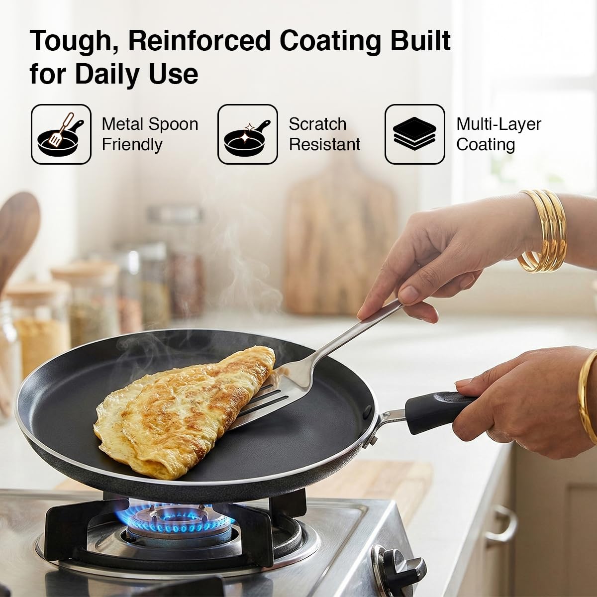 Prestige Non-Stick Dosa Tawa 27.5cm | OSP IB | Gas & Induction Compatible | PFOA Free | Metal Spoon Friendly | Sturdy Handle | 1Y Warranty | ISI Certified - VibeDroid