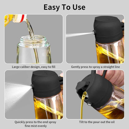 Misamo Enterprise Glass Oil Sprayer and Dispenser Bottle, 500ml Capacity, 2-in-1 Design, Kitchen, Black