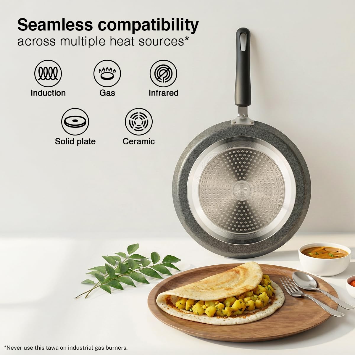 Prestige Non-Stick Dosa Tawa 27.5cm | OSP IB | Gas & Induction Compatible | PFOA Free | Metal Spoon Friendly | Sturdy Handle | 1Y Warranty | ISI Certified - VibeDroid