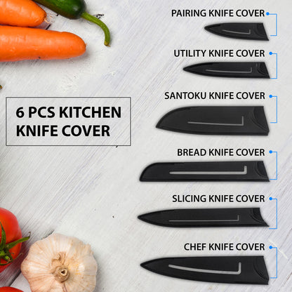 6 Pcs Kitchen Knife Set with Cover for Home & Restaurant Use - VibeDroid