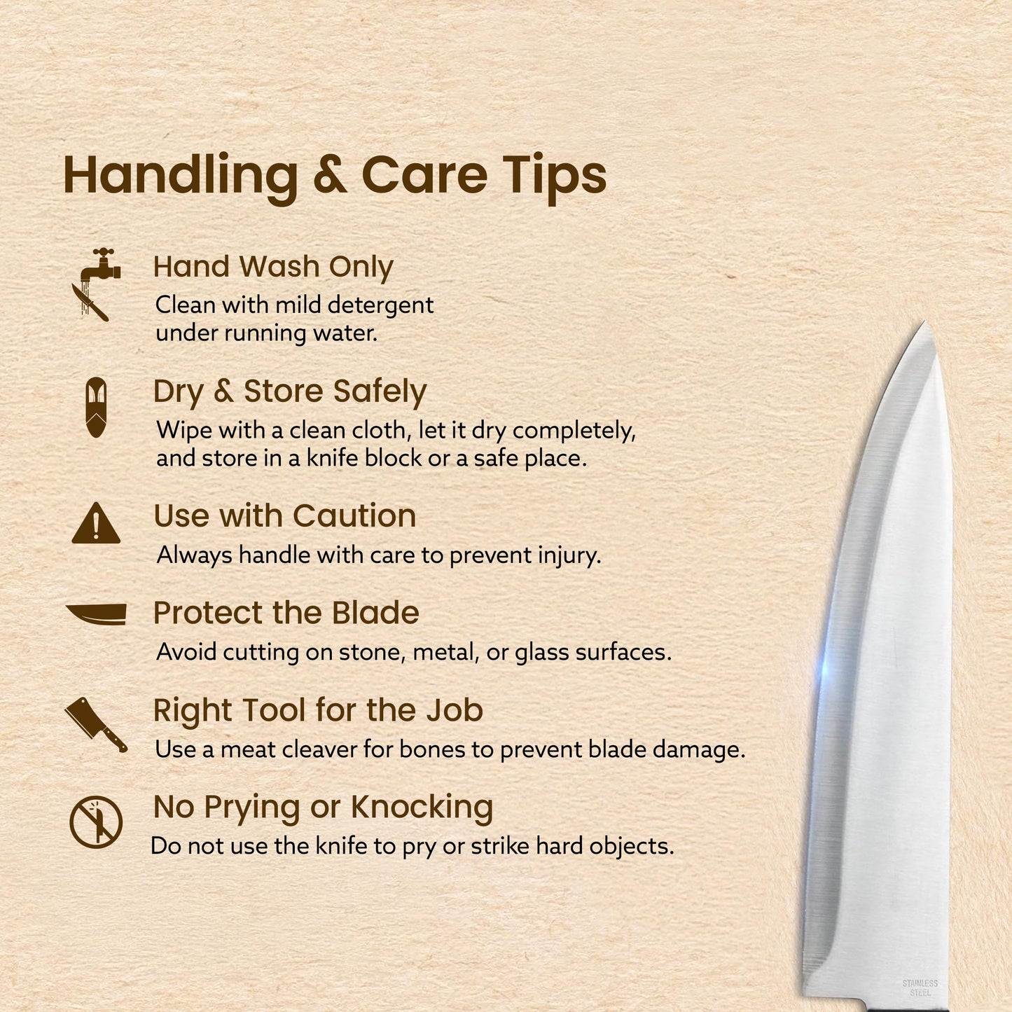 6 Pcs Kitchen Knife Set, 4 Knives, 1 Scissor, 1 Wooden Case, Home & Restaurant Use - VibeDroid