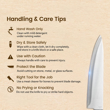 6 Pcs Kitchen Knife Set, 4 Knives, 1 Scissor, 1 Wooden Case, Home & Restaurant Use - VibeDroid