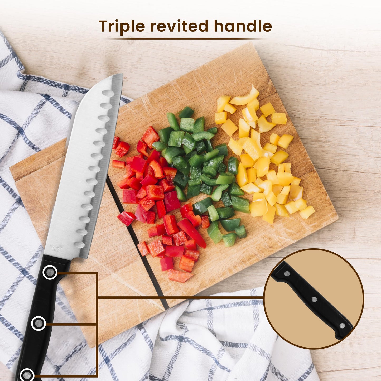 6 Pcs Kitchen Knife Set, 4 Knives, 1 Scissor, 1 Wooden Case, Home & Restaurant Use - VibeDroid