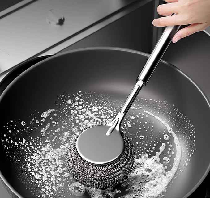Stainless Steel Long Handle Scrubber(Pack of 2)