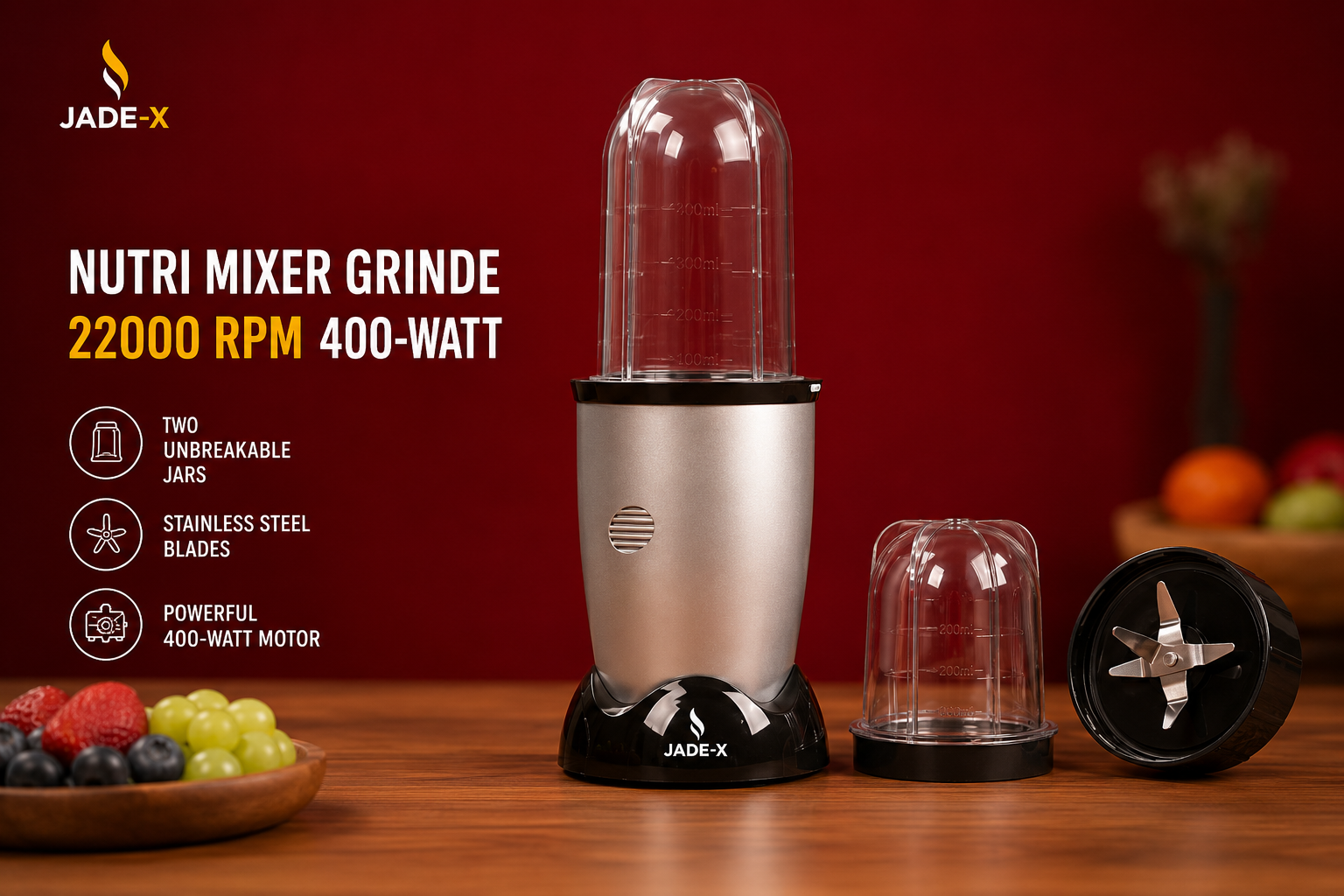 JADE-X Personal Blender Juicer with 2 Jars - VibeDroid