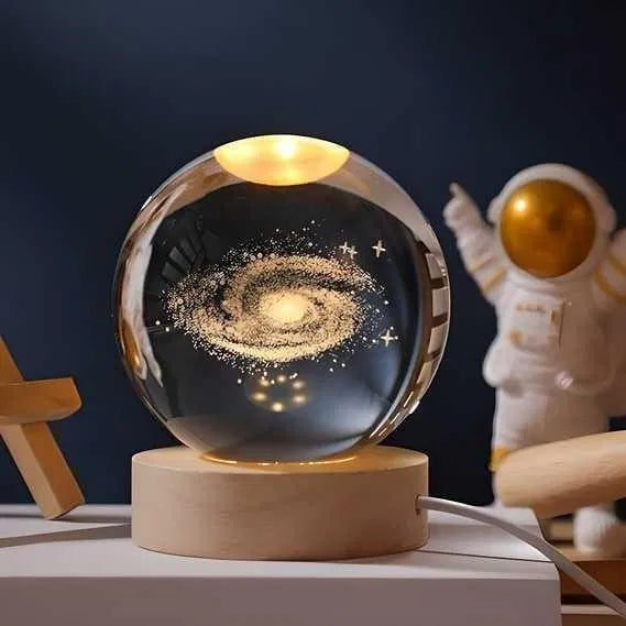Premium 3D Crystal Galaxy Night Lamp with LED Wooden Base - VibeDroid
