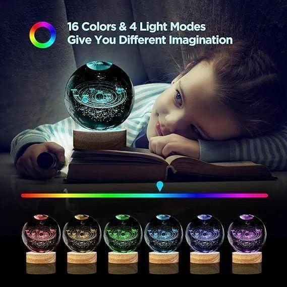 Premium 3D Crystal Galaxy Night Lamp with LED Wooden Base - VibeDroid