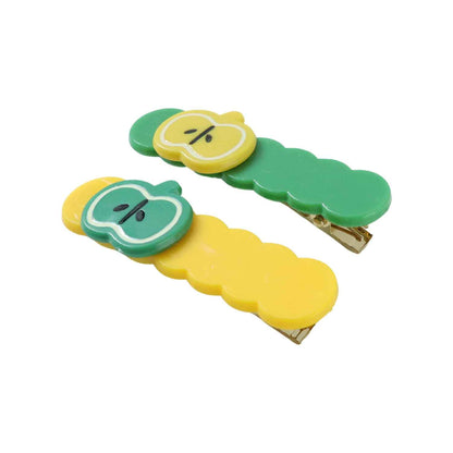 Cute Apple Design Hair Clip Set (4 Pc)